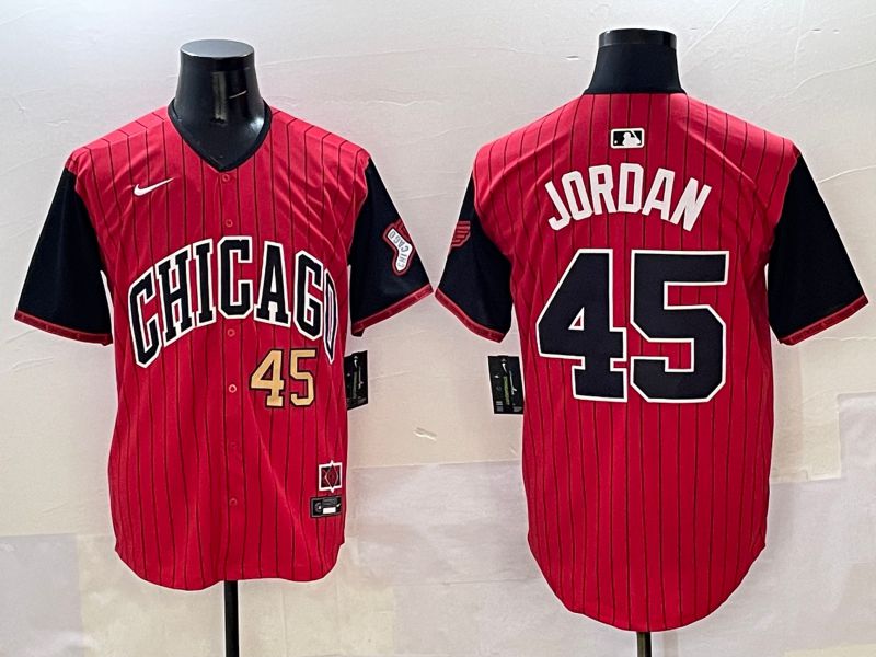 Men Chicago White Sox #45 Jordan Red Stripe Joint Name 2025 Nike MLB Jersey style 4->chicago white sox->MLB Jersey